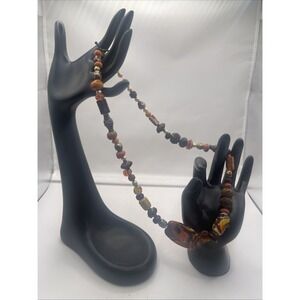 Vintage 22in Necklace - Various Colors Agate & Possibly Amber Polished Stones